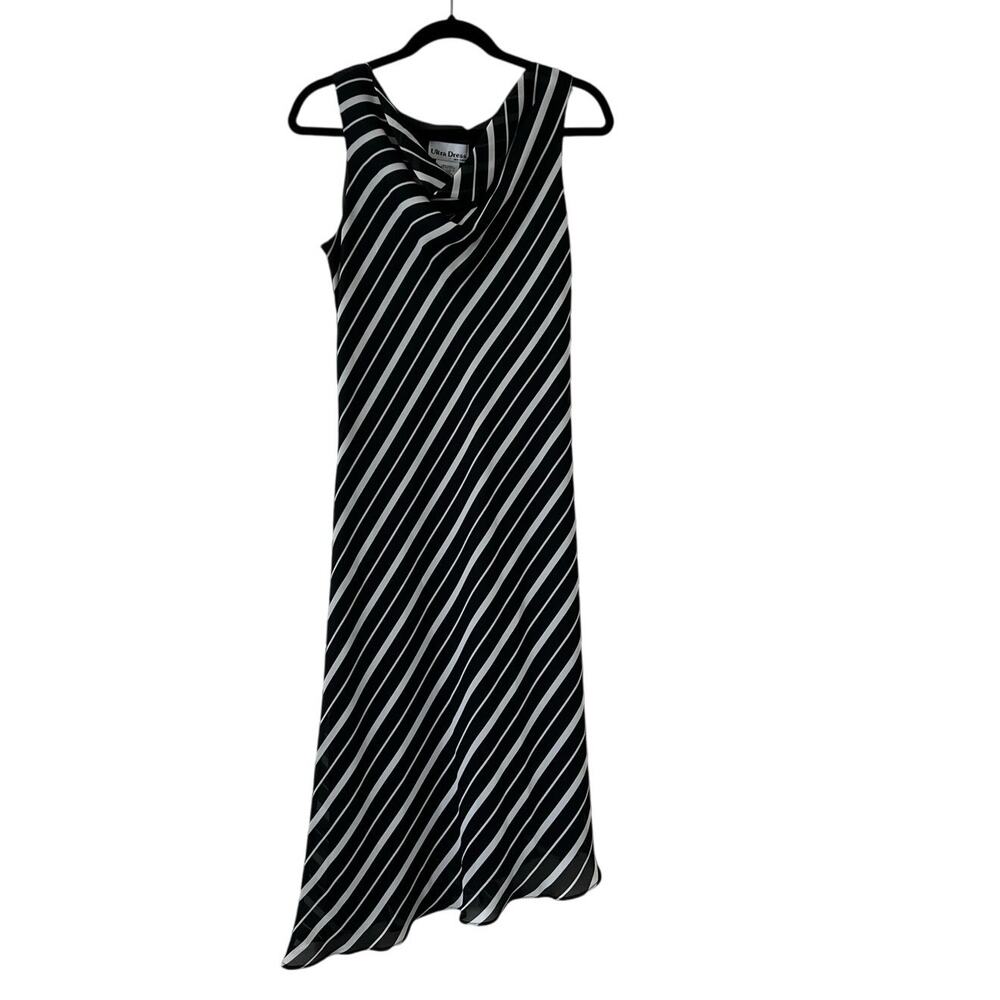 Vintage Ultra Dress Cowl Neck Stripped Midi Dress